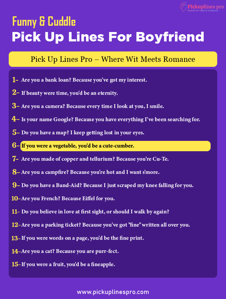 Romantic Boyfriend Pick Up And Rizz Lines